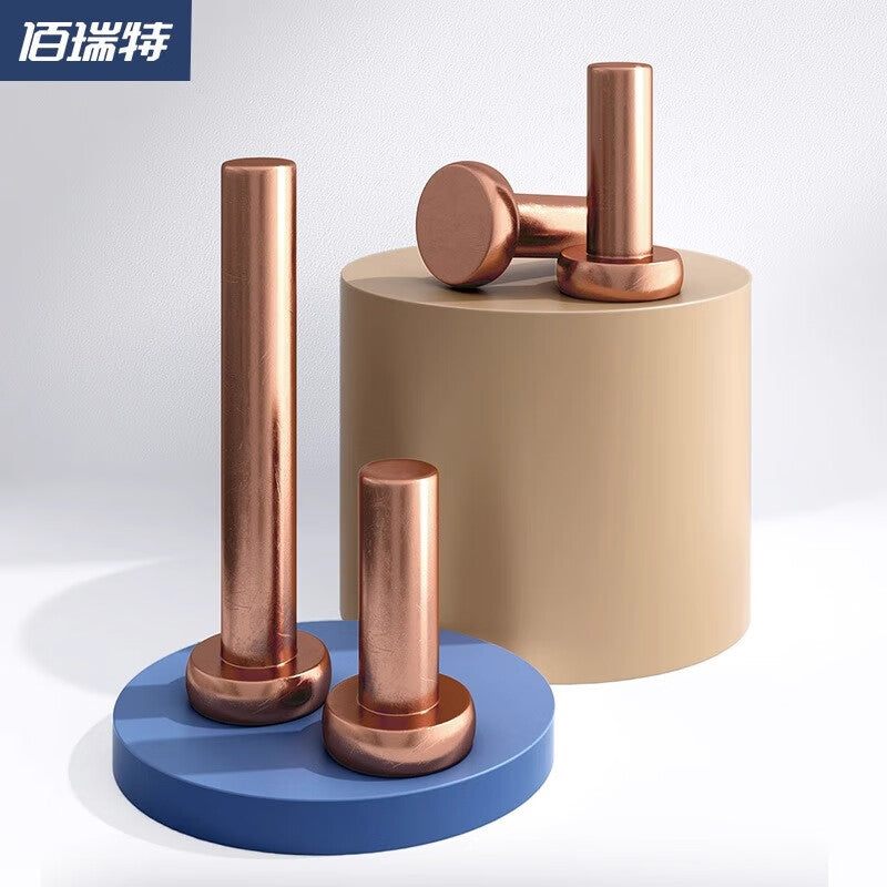 Bairuite Solid Copper Flat Head Rivets, Hand-Driven Rivets GB109 M6*30 [5 pieces]