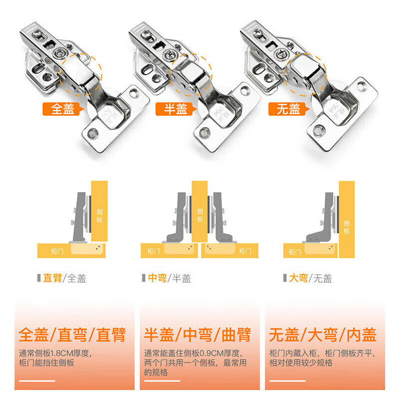 Hesteriger Hinges, Hydraulic Hinges, Spring Wardrobe Hinges, Wardrobe Door Hinges, Airplane Hinges, Door and Window Accessories, Damping Buffers, 304 Stainless Steel Removal (Inner Cover - Large Bend) JG-1892