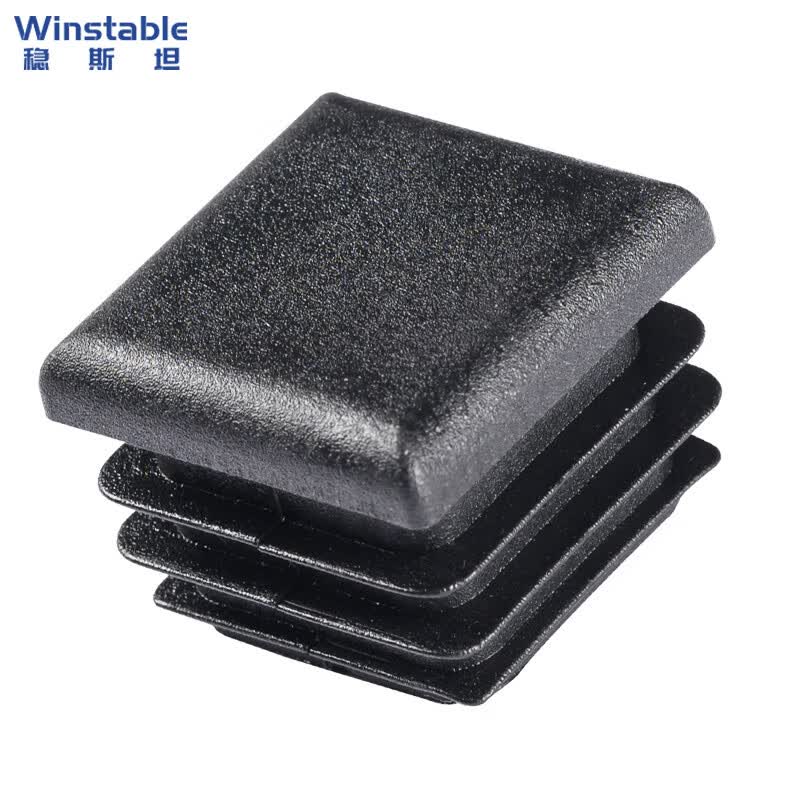 Winstein W1009 (100 pieces) Square Pipe Plugs, Plastic PE Pipe Plugs, Square Pipe Caps, Furniture Foot Pads, End Caps, Black 20*20 Square Pipe Plugs