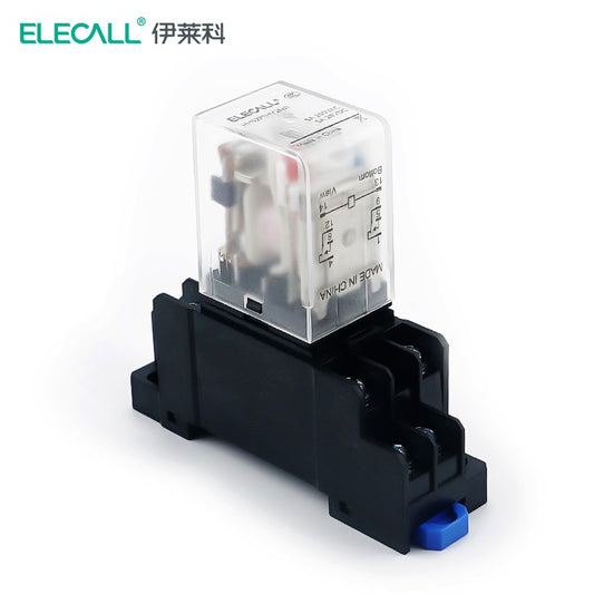 ELECALL HH52P small intermediate relay AC two open and two closed with light and base electromagnetic relay set 8 feet MY2NJ AC110V