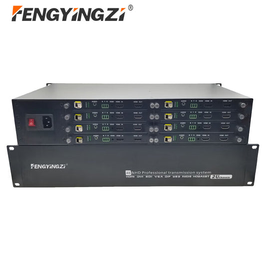 Fengyingzi HDMI Video Optical Transceiver: 8-channel HDMI + 8-channel forward audio + 8-channel RS232 + input/output loop-through + EDID read/write, single-mode 8-pin LC interface FYZ-GZ24F