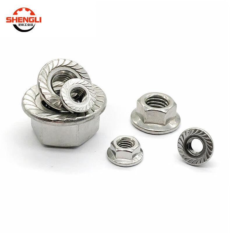 Saint-Gobain 304 Stainless Steel Flange Nuts GB6177 Flange Nuts, Anti-slip Nuts M5 [100 pieces]