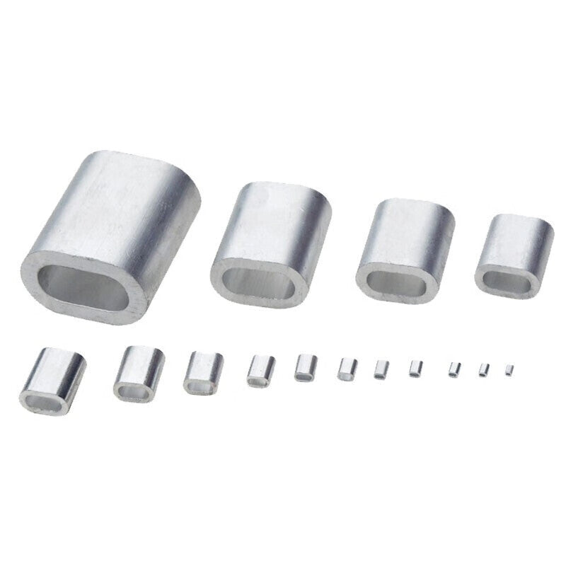 Winstan Wire Rope Aluminum Sleeve, Oval Single Hole 6mm (10 pieces) Wire Rope Accessories Clamp Aluminum Tube Aluminum Buckle Fastener Accessories WY0336