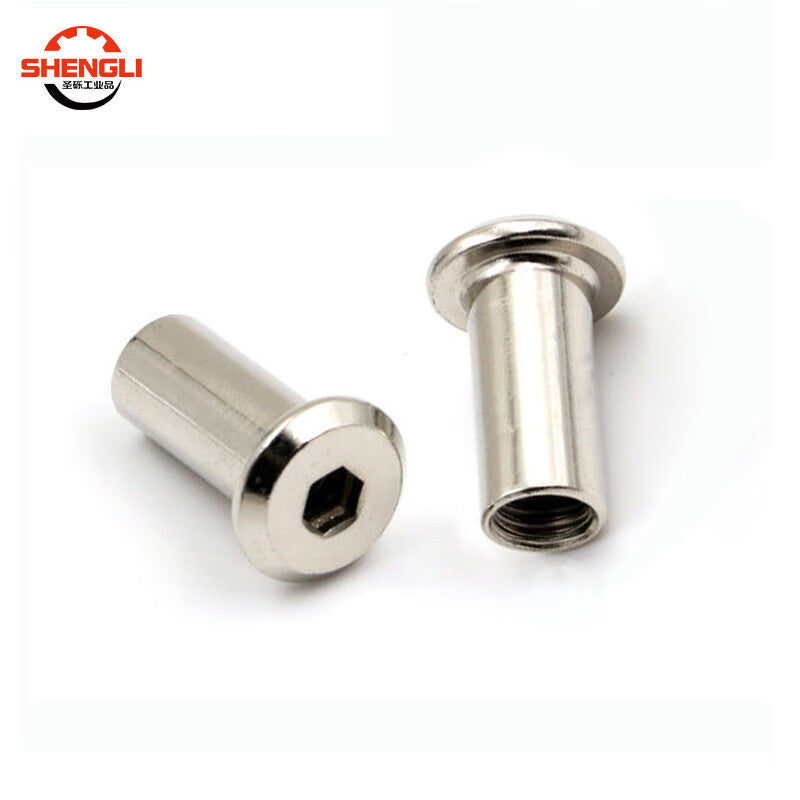 Saint-Lite Furniture Cabinet Butt Nuts, Clamping Board Flat Head Nuts, Children's Bed Butt Nuts and Screws Fixing Accessories M6*12*8 Phillips Head Nickel-Plated [50 Pieces]