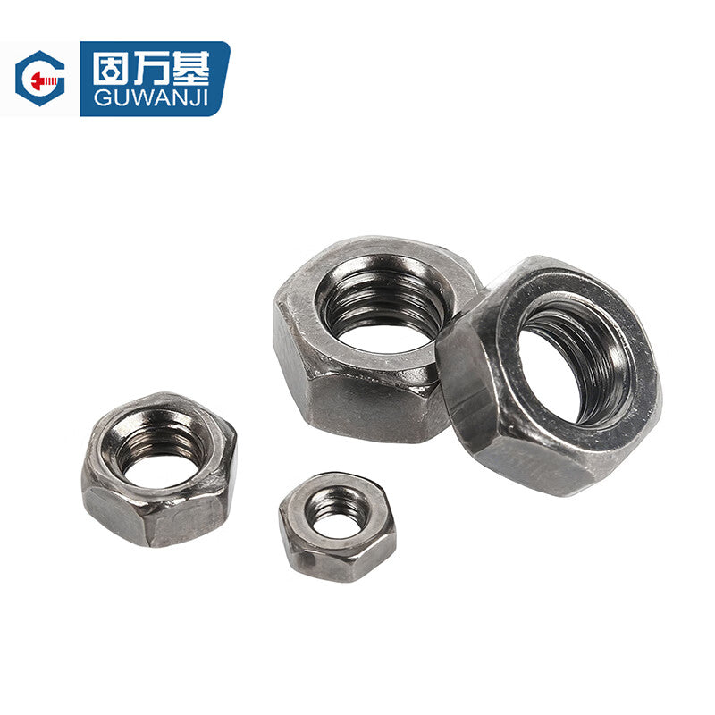 GUWANJI hexagonal nuts, carbon steel black nickel hexagonal nuts, bolts, caps, and nuts, M2.6 [2000 pieces]