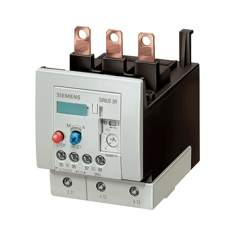 Siemens overload relay 45...63A size S2, class 10, mounted to contactor, main circuit: screw terminals, auxiliary circuit: screw terminals; 3RU51464JB0