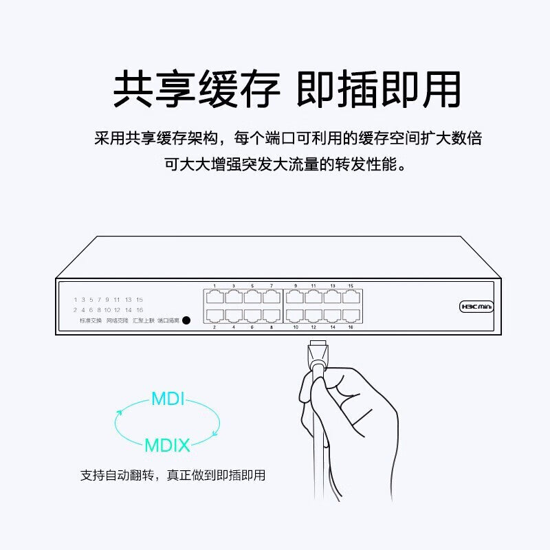 H3C 16-port Gigabit POE switch unmanaged enterprise-class switch network cable splitter rack-mounted POE power supply 120W S1216-PWR