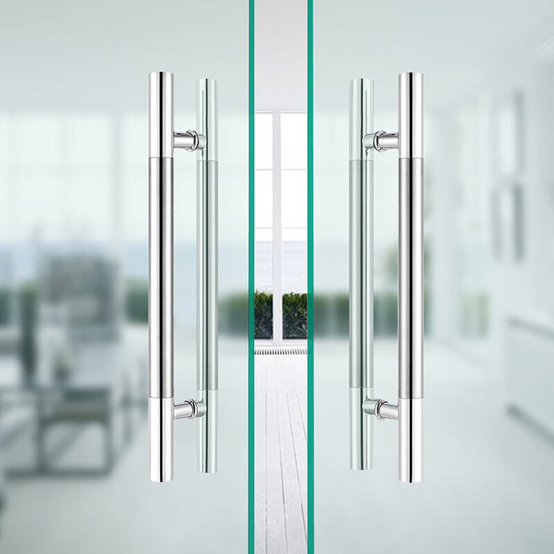 Zhuyu glass door handles, stainless steel door handles, shop and office door handles, thickened material, 80mm hole spacing, 120cm length, two handles per set.