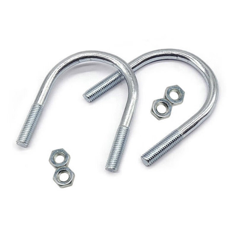 Deqi galvanized U-shaped clamps, U-shaped bolts, pipe clamps, saddle clamps, fixing clips, U-shaped threaded rods with nuts, thread diameter M8 [DN50], 10 sets.