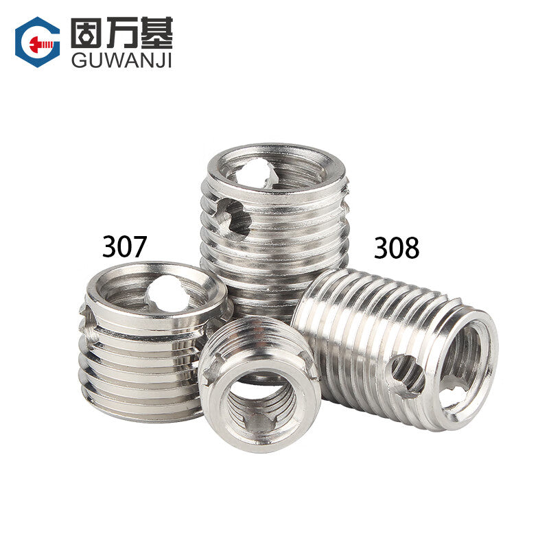 Guwanji GWJ-36 Three-Hole Self-Tapping Screw Insert, Type 308 Stainless Steel Self-Tapping Insert, Three-Hole Thread Protective Sleeve, M5x8x10 [5 pieces], Type 308