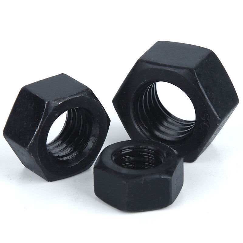 Zhongyuan Special Steel 8.8 grade high strength nuts, carbon steel blackened nuts, blackened thickened heavy-duty hexagonal nuts M20, all for one price.