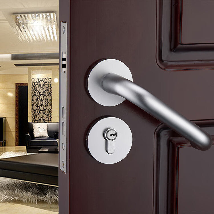 Thousand-speed wheel European-style door lock, bedroom split unit, solid wood door, room handle lock, silver.