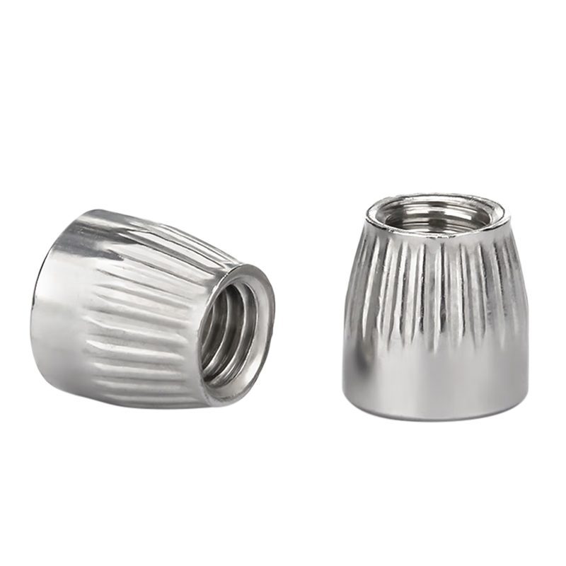 AOZHAN 304 Stainless Steel Knurled Tapered Nuts with Internal Expansion Joints, Tapered Nuts, Large and Small Knurled, M8 Large Knurled (900 pieces/box)