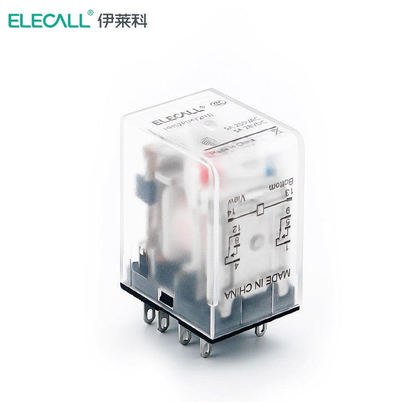 ELECALL HH52P small intermediate relay AC two open and two closed with light without base electromagnetic relay set 8 feet MY2NJ AC110V