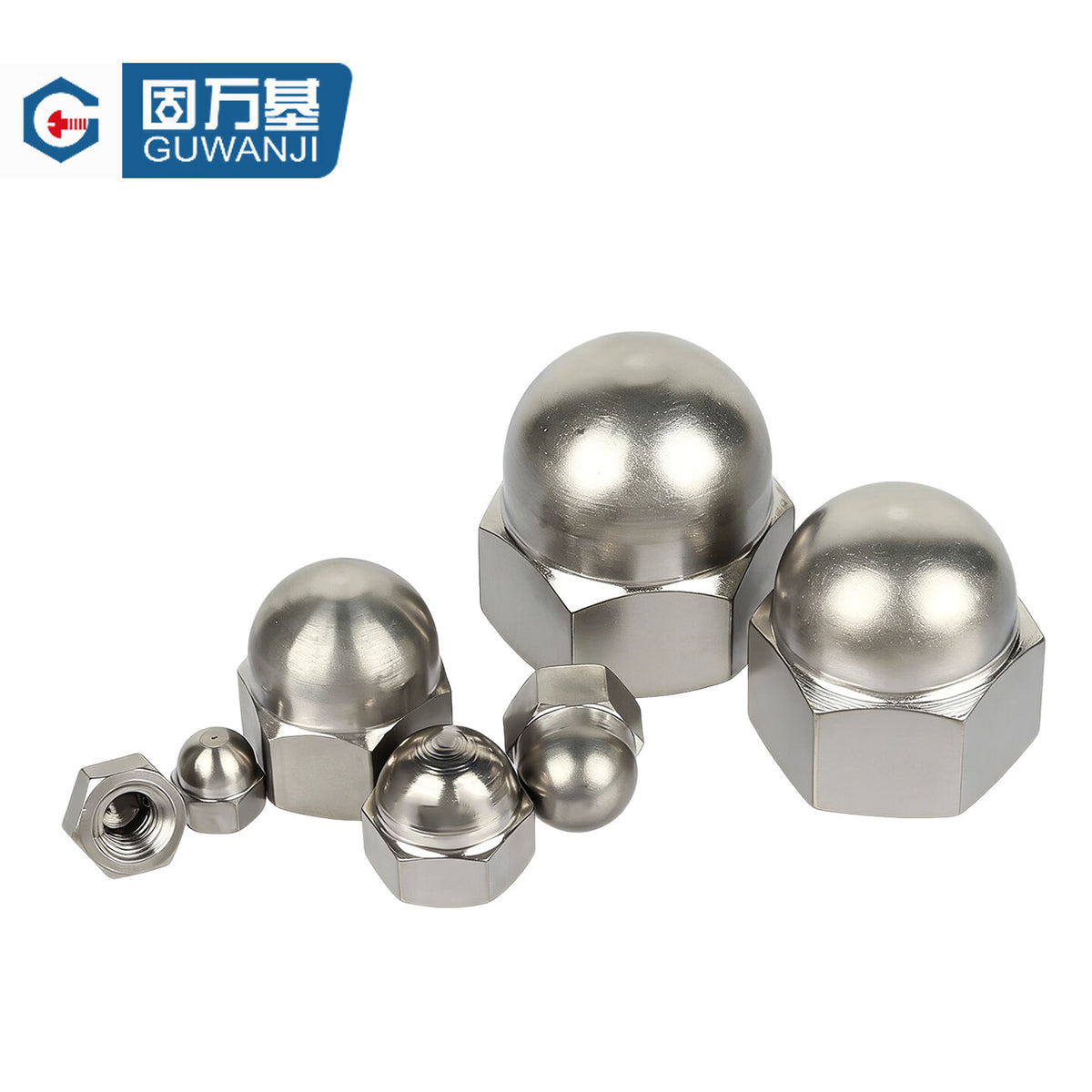 GUWANJI Hexagonal Cap Nut TA2 Titanium Alloy Cap Nut Pure Titanium Cap-Shaped Spherical Head Decorative Capped Nut M5 [5 pieces]