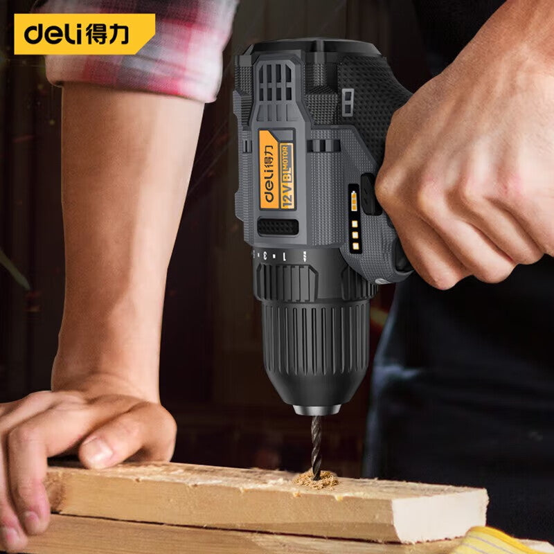 Deli Tools Home Improvement Grade Brushless Lithium Drill 12V 28N.m; DL-DZ12-S1D1 (two batteries and one charger)