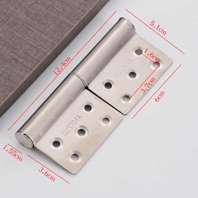 Thickened stainless steel flag-shaped detachable hinge for bathroom doors and windows with high-speed wheel, 5 inches x 3.5 x 2.0 mm thick, made of stainless steel.