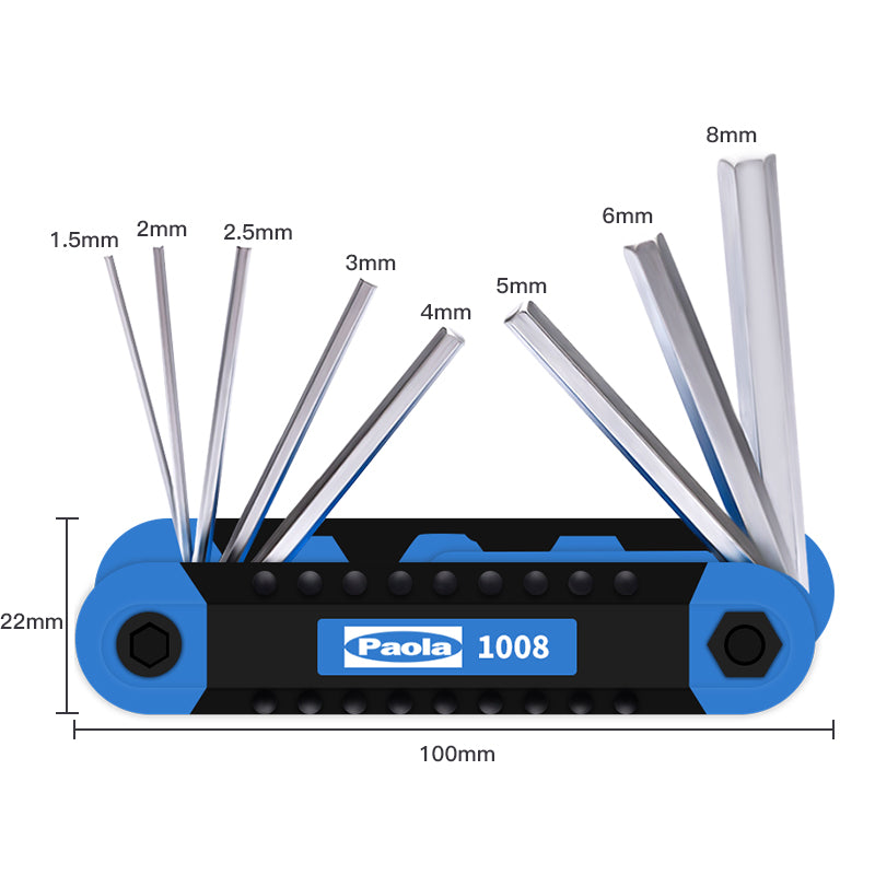 Paola Hexagonal Wrench Tool Set 8-Piece Folding Metric Wrench Set