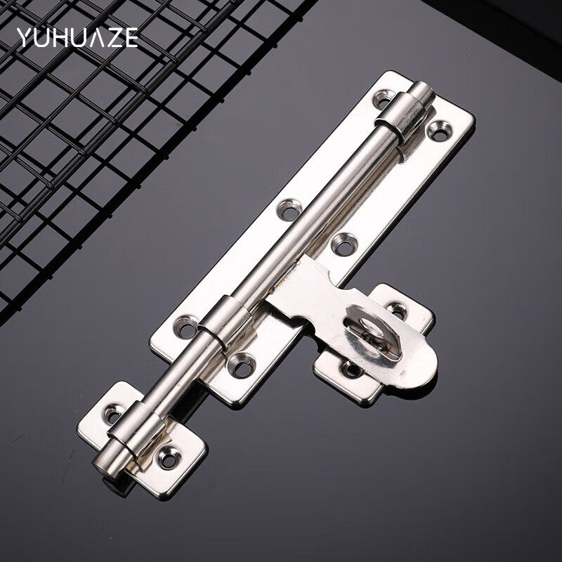 Yuhuaze Stainless Steel Door Bolt, 8-inch Thickened Stainless Steel Door Bolt, Door Clip, Surface Mounted Left and Right Bolts, Anti-theft Chain Lock, Single Piece, Assembly Screw