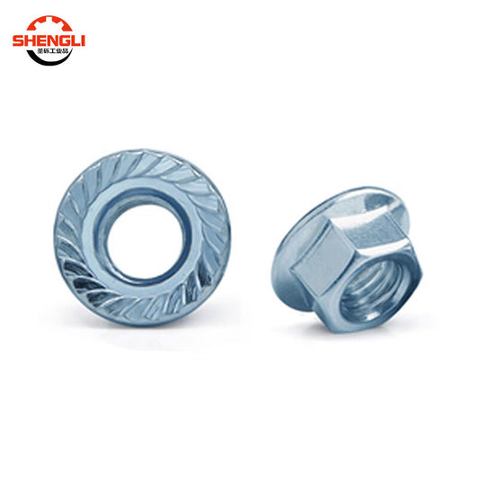 Shengli GB6177 Hexagonal Flange Nut, Grade 8 with Washer, Spline Nut, Flange Locking Nut, M6 [200 pieces]