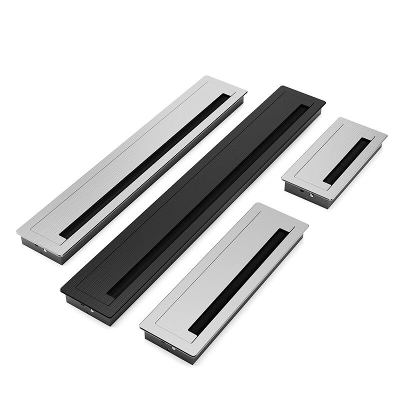 Spacer Desk Cable Drill Hole Cover, Cable Management Decorative Cover, TV Cabinet Square Buffer Brushed Black 90*300
