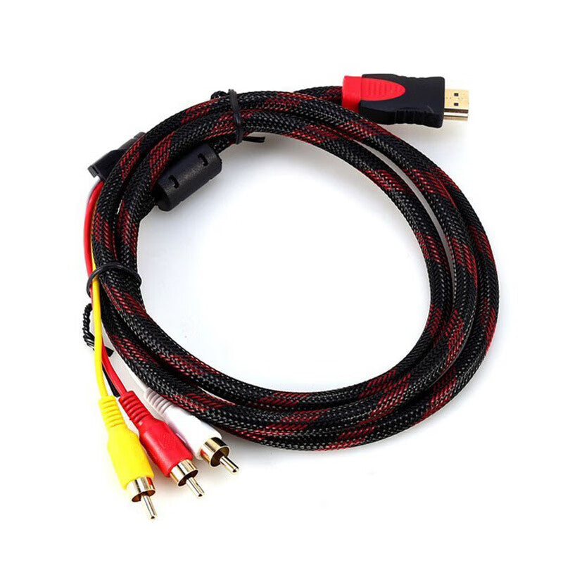 Ouhuayuan HDMI to AV cable for set-top boxes, old TVs, DVDs, video and audio cables, AV cable connectors, RCA converter, 1.5 meters.