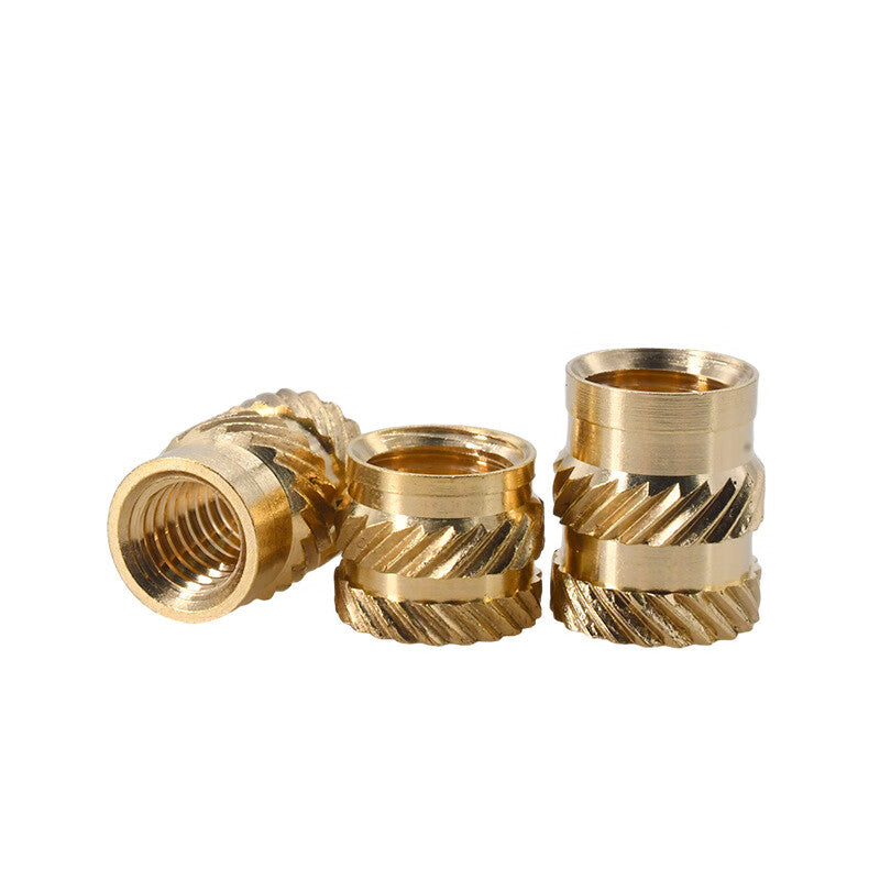 Kaying Tuba hot melt copper nuts, double herringbone Tuba injection molded copper flower nuts, wholesale full range of microelectronic hot melt screw insert copper nuts, 50 pieces M3*5*4