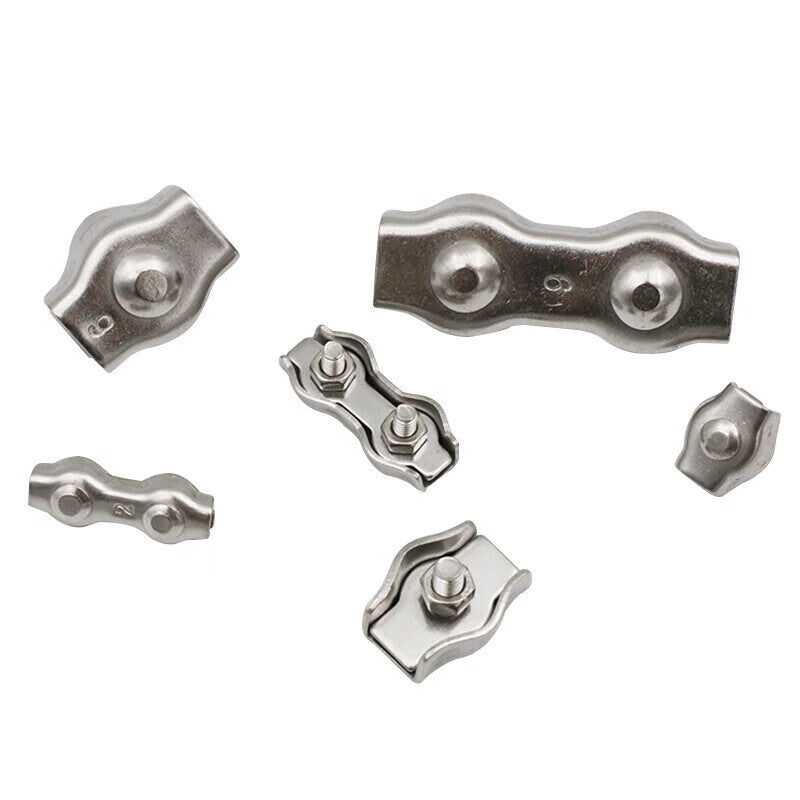Haisdick 304 Stainless Steel Wire Rope Single/Double Clip Head, Single/Double Clip, Clip Head Locking Buckle HKsq-237 Single Clip M8 [1 piece]