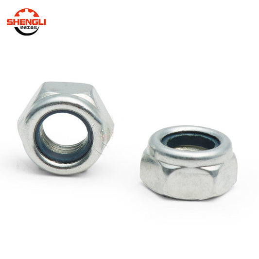 Saint-Rich DIN985 Galvanized Hexagonal Nylon Anti-Loosening and Anti-Slip Nut, Locking Nut, Self-Locking Nut, M5 [200 Pieces]