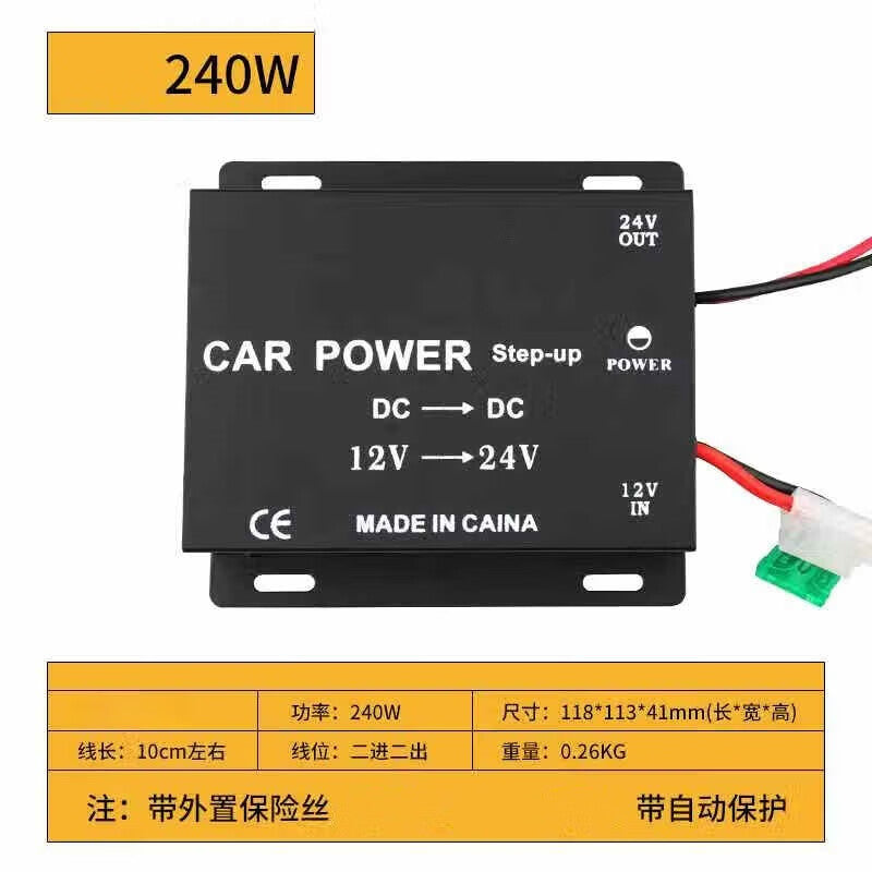 Ouhuayuan Car 12V to 24V High-Power Converter, Audio System Upgrade Transformer, Step-Up Converter, Inverter, 15A 360W Output