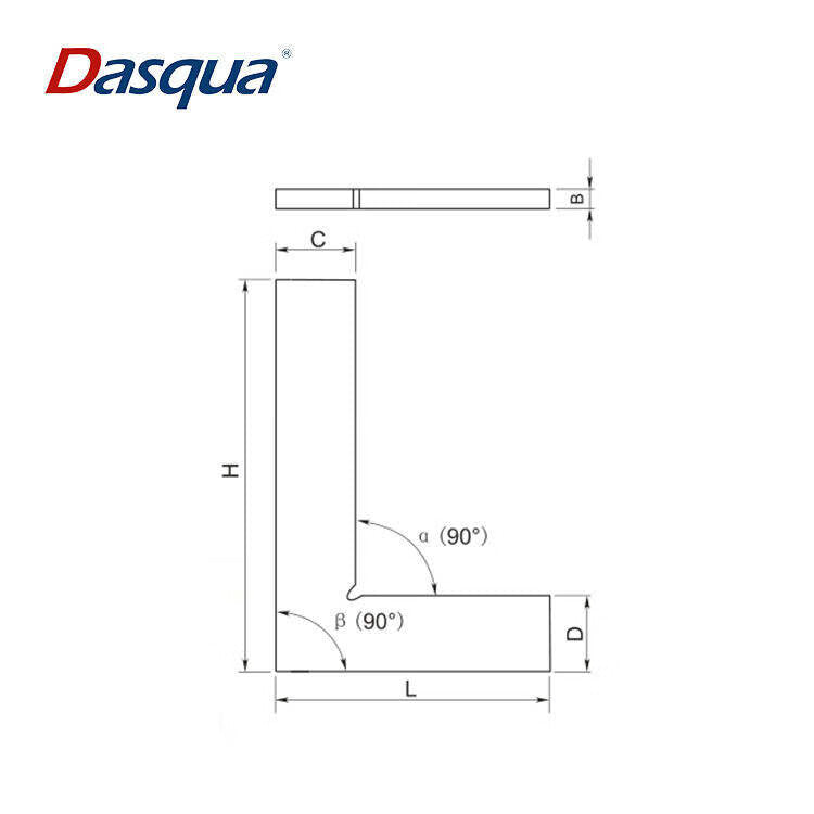 Dashico Flat Angle Ruler Base Widened Seat Knife-Edge Angle Ruler 90 Degree Stainless Steel Thickened Wide Seat with Base Shape Right Angle Ruler 300*200mm_Grade 1