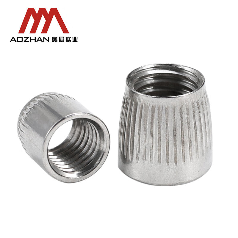 AOZHAN 304 Stainless Steel Knurled Tapered Nuts with Internal Expansion Joints, Tapered Nuts, Large and Small Knurled, M8 Large Knurled (900 pieces/box)
