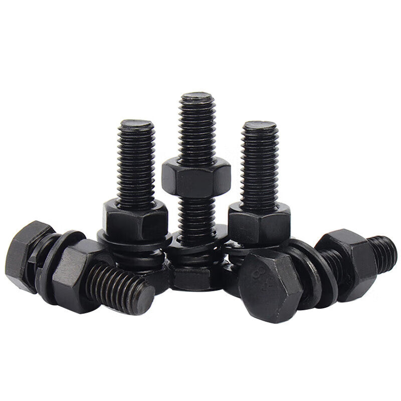 Kaying Black Grade 8.8 External Hex Bolt Nut Flat Washer Spring Washer 4-Piece Set M16*160 (5 sets)
