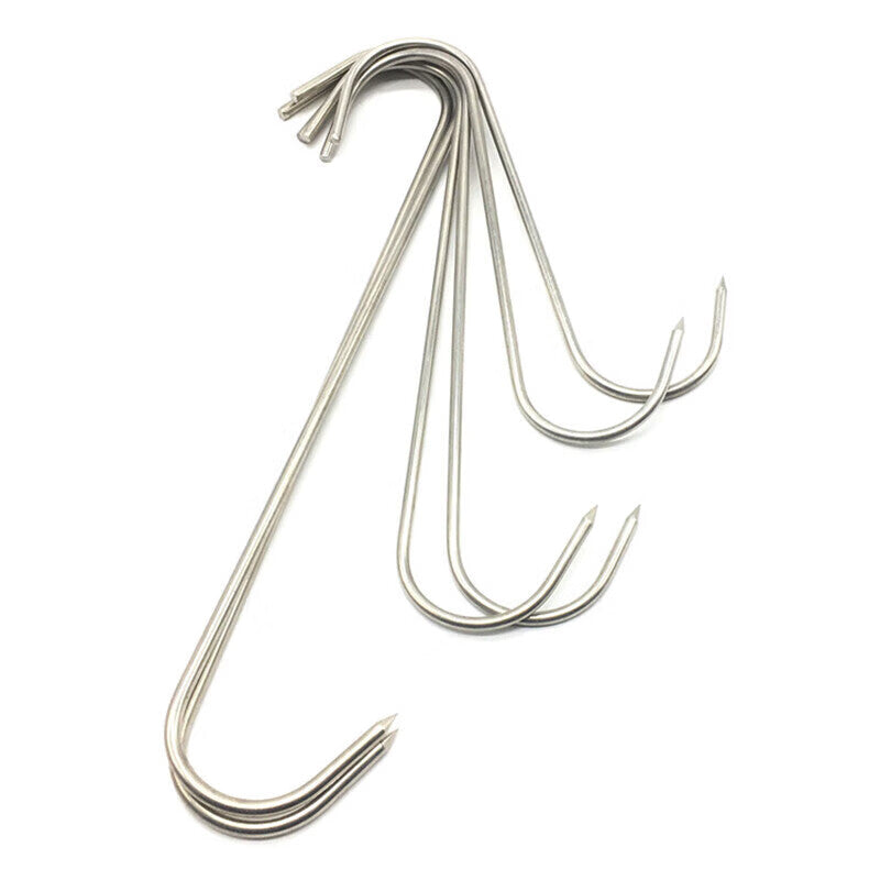 Masford Stainless Steel Pointed Hooks, S-shaped Hooks for Hanging Salted Fish and Drying Meat, Large Size (24cm Long) 10 Pieces