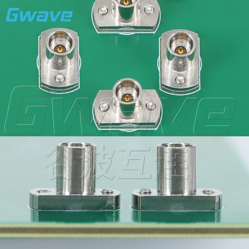 Gwave GPO (SMP) Male Vertical Solderless Connector, Dual-Hole Flange, 7.16mm Hole Pitch, Lower Layer Trace Wiring, 40G Semi-Escapement GPO-JFD216-1