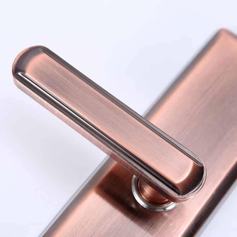 Basic door handles, security door lock handles, anti-pry entrance door handles, red antique (lock body and cylinder not included).