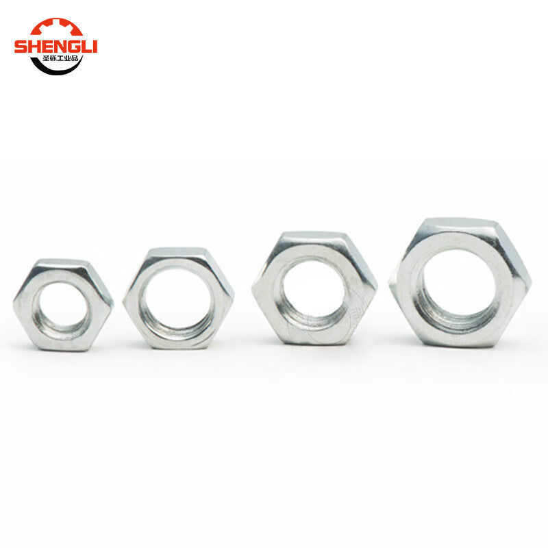 Shengli GB6172.1 Galvanized Hexagonal Thin Nuts, Hexagonal Flat Thin Screw Caps, M6 [200 pieces]