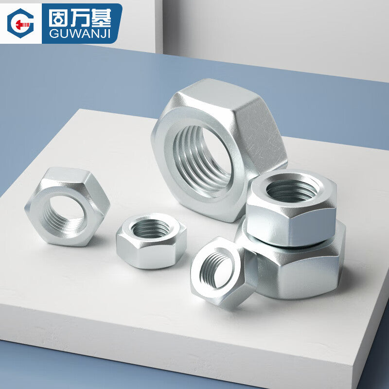 GUWANJI hexagonal nuts, galvanized iron/white zinc alloy nuts, carbon steel nuts, M10 [1 piece]