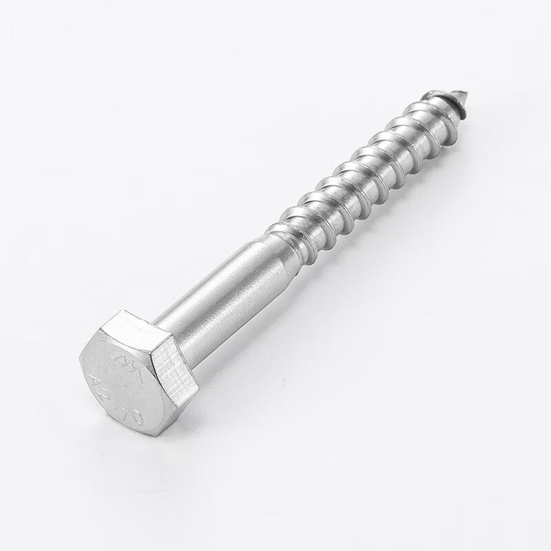 AOZHAN Industrial Co., Ltd. DIN571 Hex Head Wood Screws, 304 Stainless Steel, External Hex Self-Tapping Screws, GPH W6*80 (200 pieces/box)
