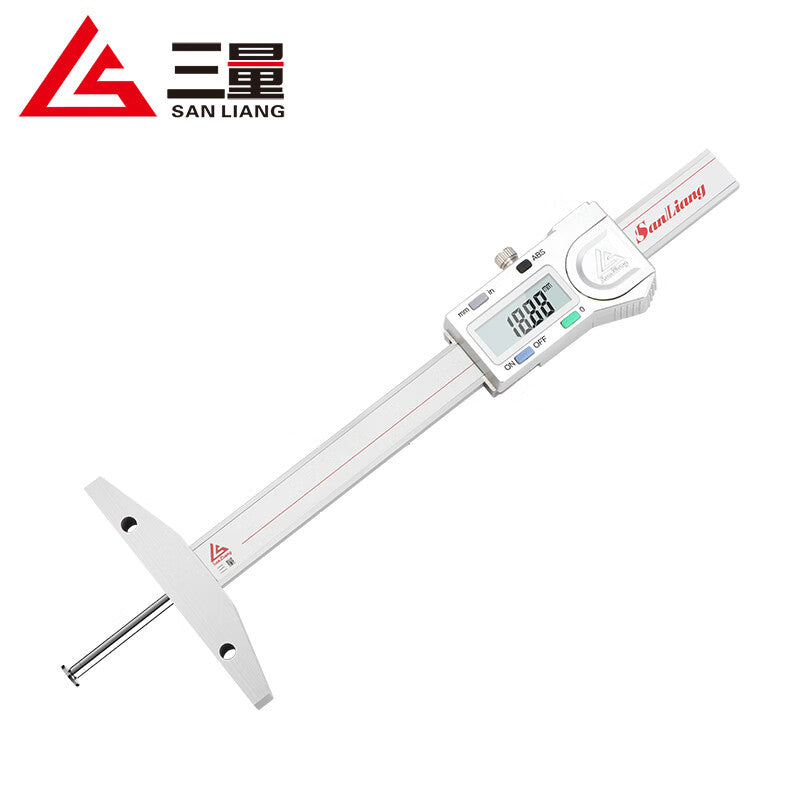 Three-dimensional digital depth gauge with a fine rod and a small hole for digital display of inner groove depth gauge and digital display of deep groove depth gauge. JDE13 measuring range 0-150mm, interchangeable head.