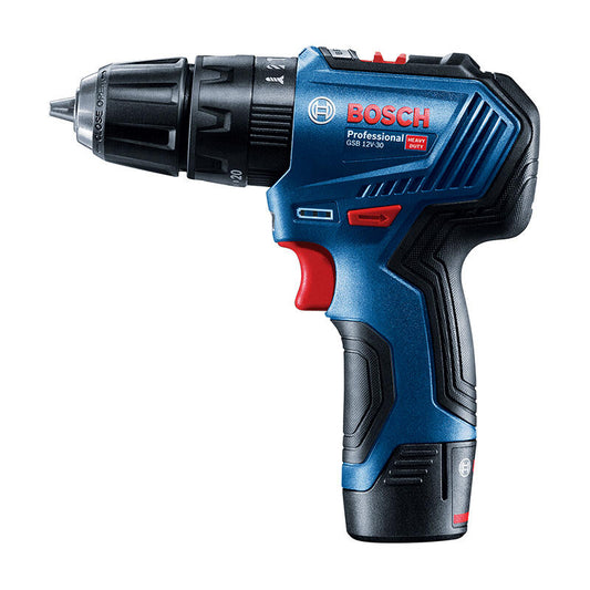 BOSCH Lithium-ion rechargeable brushless impact drill (2 batteries, 1 charge, 2.0Ah); GSB 12V-30 dual battery