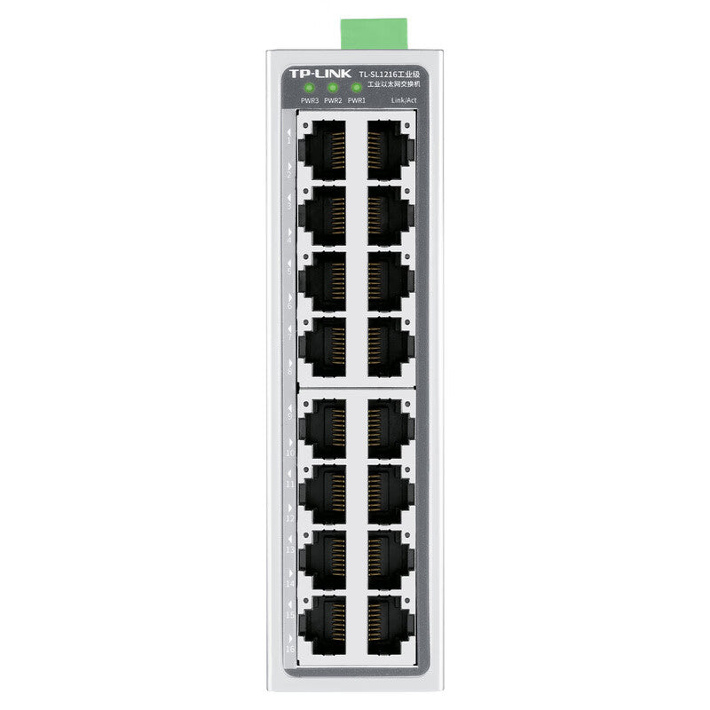 TP-LINK industrial Ethernet switch; TL-SL1216 industrial grade, 16 ports, provides 14 100M adaptive RJ45 ports, 2 100M adaptive RJ45 ports, industrial grade operating temperature: -40℃~75℃