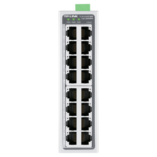 TP-LINK industrial Ethernet switch; TL-SL1216 industrial grade, 16 ports, provides 14 100M adaptive RJ45 ports, 2 100M adaptive RJ45 ports, industrial grade operating temperature: -40℃~75℃