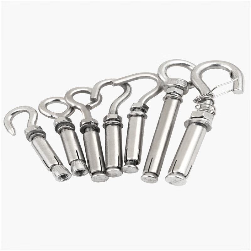 Hanshi Hengye Stainless Steel Expansion Hook Screws, Universal Expansion Bolts, Lifting Hooks and Eyes, M10 Closed Hooks [304]/10 Pieces
