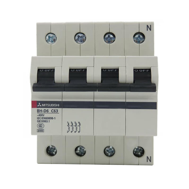 Mitsubishi Electric Miniature Circuit Breaker 63A 4P C 6kA BH-D6