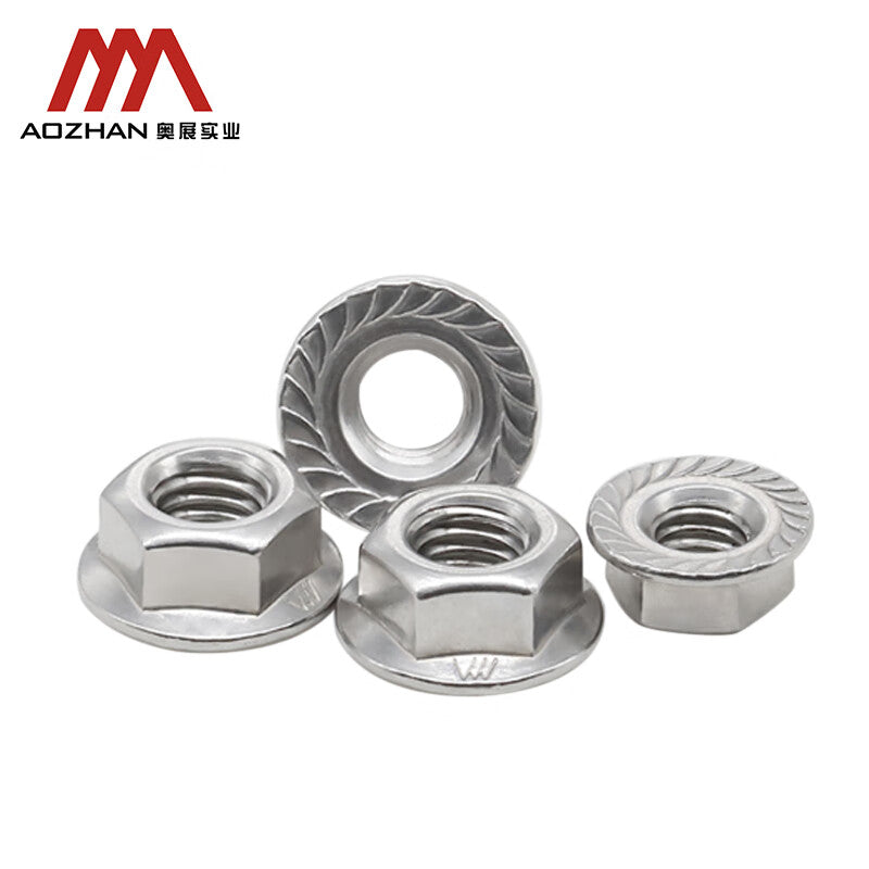 AOZHAN 304 Stainless Steel A2-70 Hex Flange Nuts DIN6923 M5 100 pieces/pack
