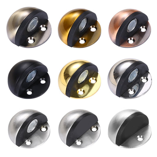 Shanglijin Stainless Steel Tortoise-Shaped Door Stop, Semi-Circular Anti-Collision Door Top, Drill-Free Door Stopper, Rubber Magnetic Door Stopper, Single-Hole Non-Magnetic Brushed Steel (with Rubber Screws)