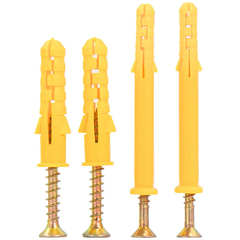 Haisidik [Jingcang Delivery] Small Yellow Fish Plastic Expansion Screw + Color Zinc Self-Tapping Screw Expansion Tube Set 6*30mm (500 sets) HKCL-51