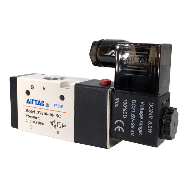 AirTAC internal pilot solenoid valve, 2-position 3-way normally closed, single solenoid, DIN socket; 3V31010NCB