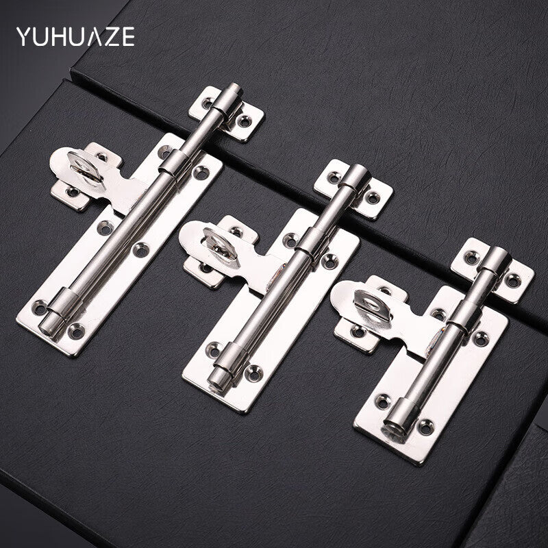 Yuhuaze Stainless Steel Door Bolt, 8-inch Thickened Stainless Steel Door Bolt, Door Clip, Surface Mounted Left and Right Bolts, Anti-theft Chain Lock, Single Piece, Assembly Screw